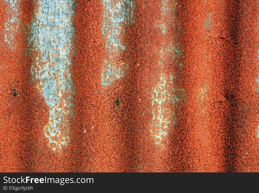 An old rusty Corrugated Iron Fence