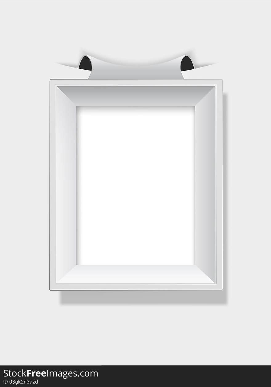 Empty grey picture frame. Vector art