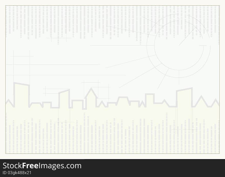 Design of certificate background with contours of buildings. Design of certificate background with contours of buildings