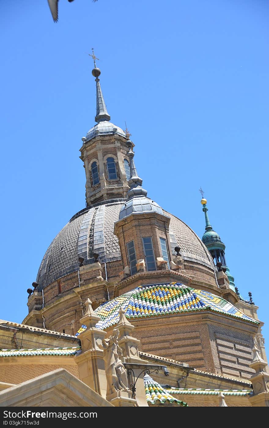 Towers of the basilica del pilar in zaragoza in spain. Towers of the basilica del pilar in zaragoza in spain