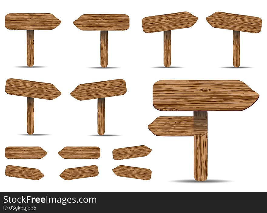 Signage in wood, with multidirectional arrows. Signage in wood, with multidirectional arrows