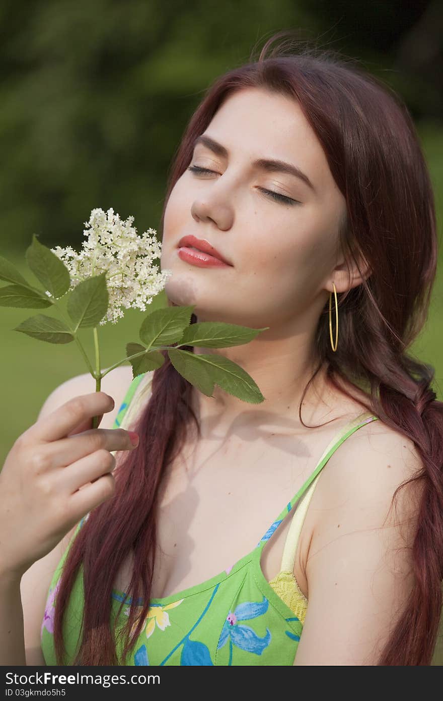 Happy woman in field