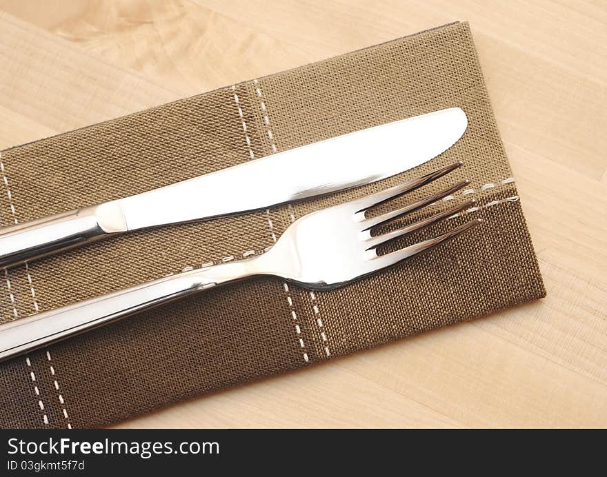 Knife And Fork With Napkin