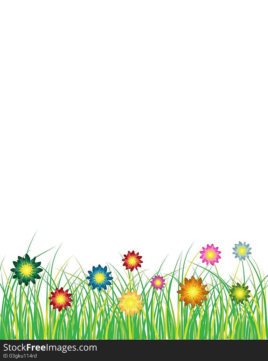 Set of flowers and grass for your design,  illustration. Set of flowers and grass for your design,  illustration