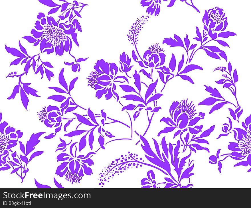 Seamless white background with randomly distributed lilac posies. Seamless white background with randomly distributed lilac posies