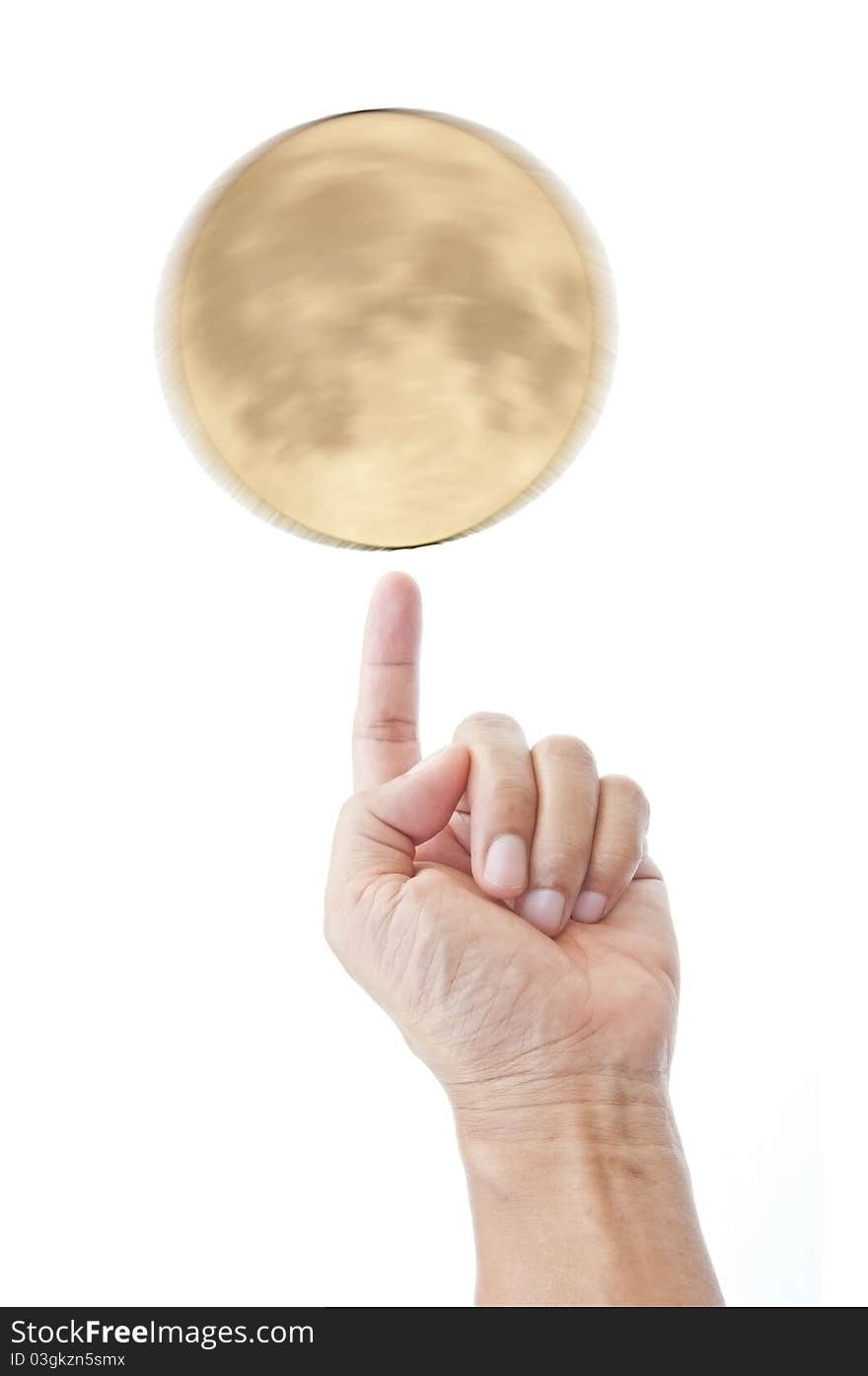 Moon and hand as white background