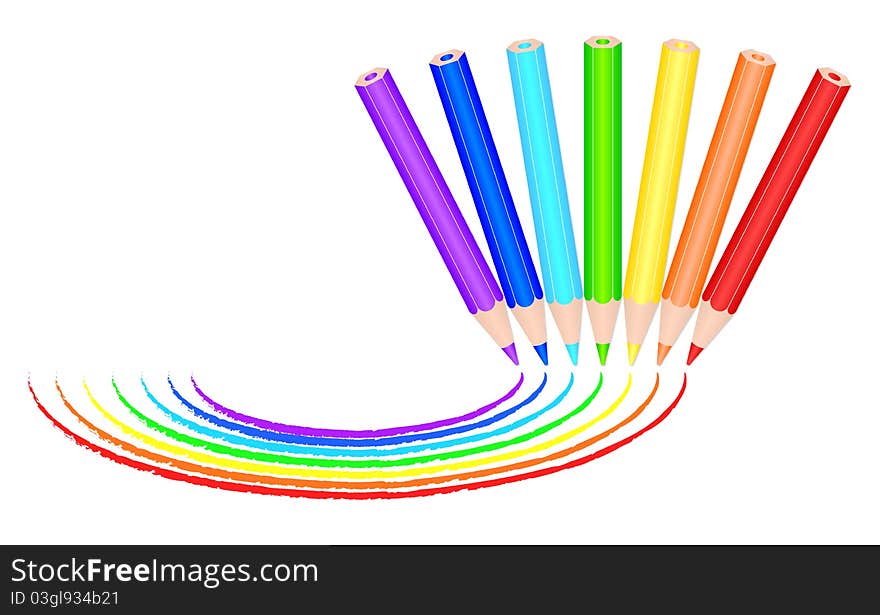 7 colored pencils paint rainbow