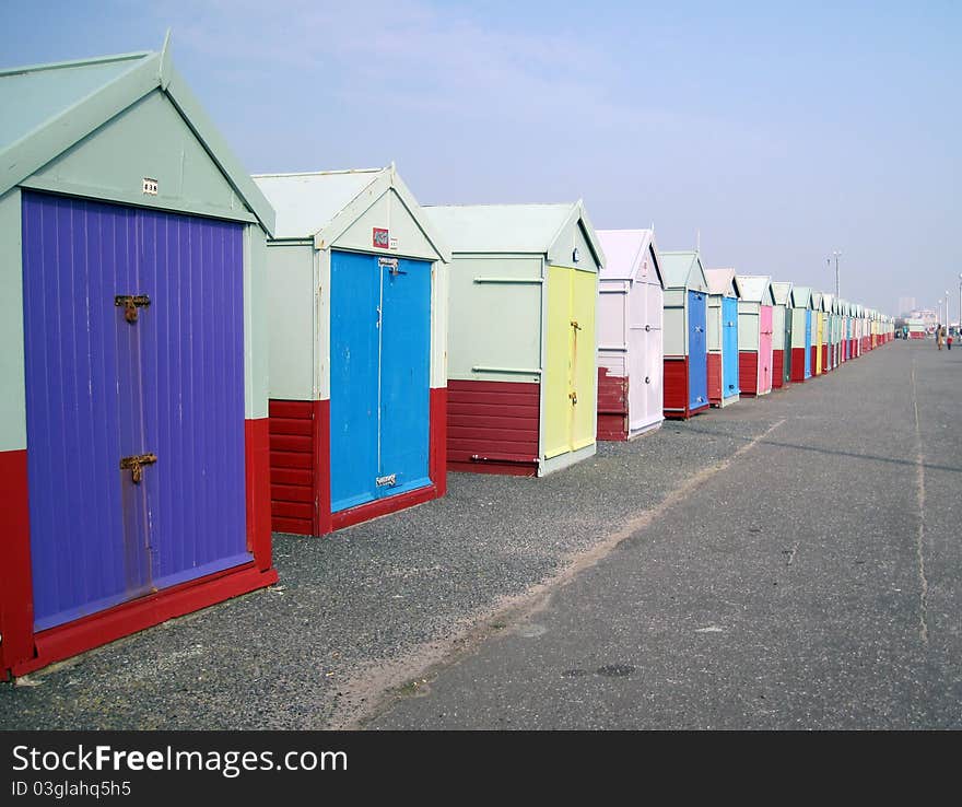 Perspective of beach huts