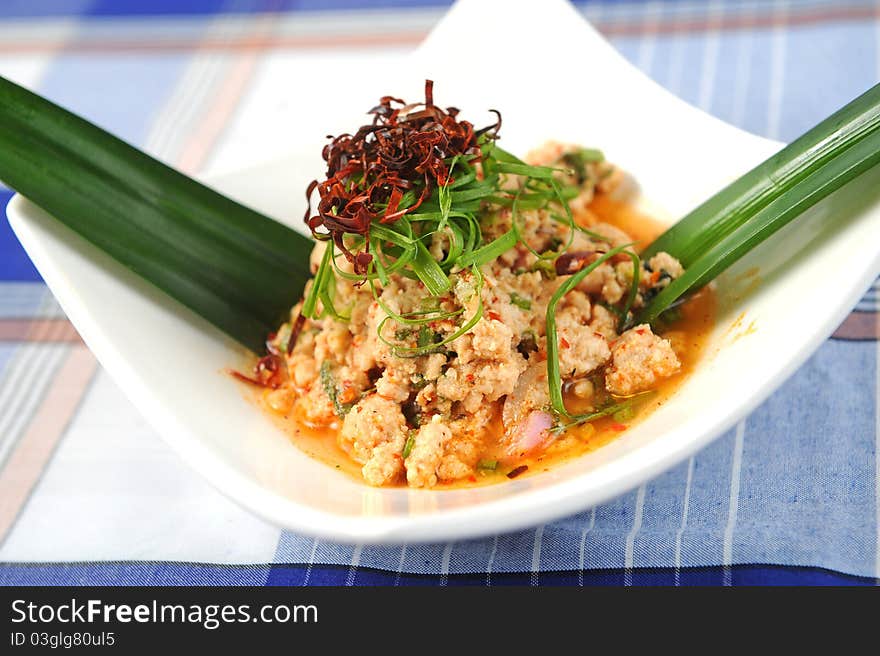 Delicious spicy pork salad thai food