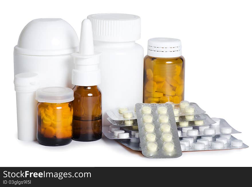 Packs of pills - abstract medical background