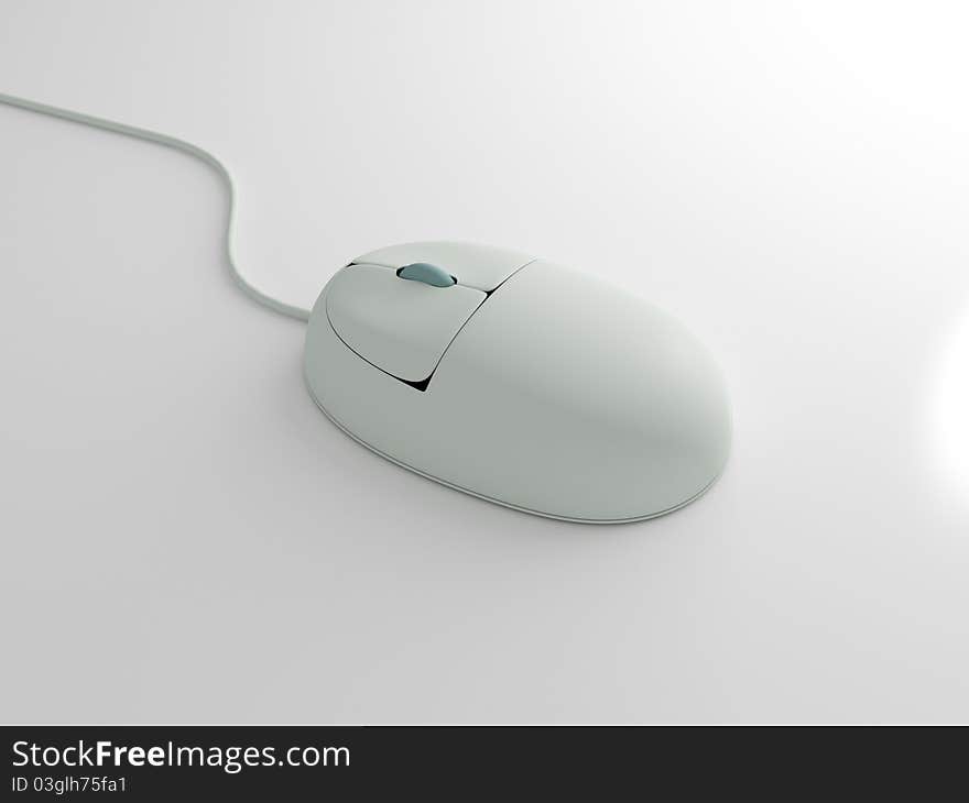 White computer mouse on white surface