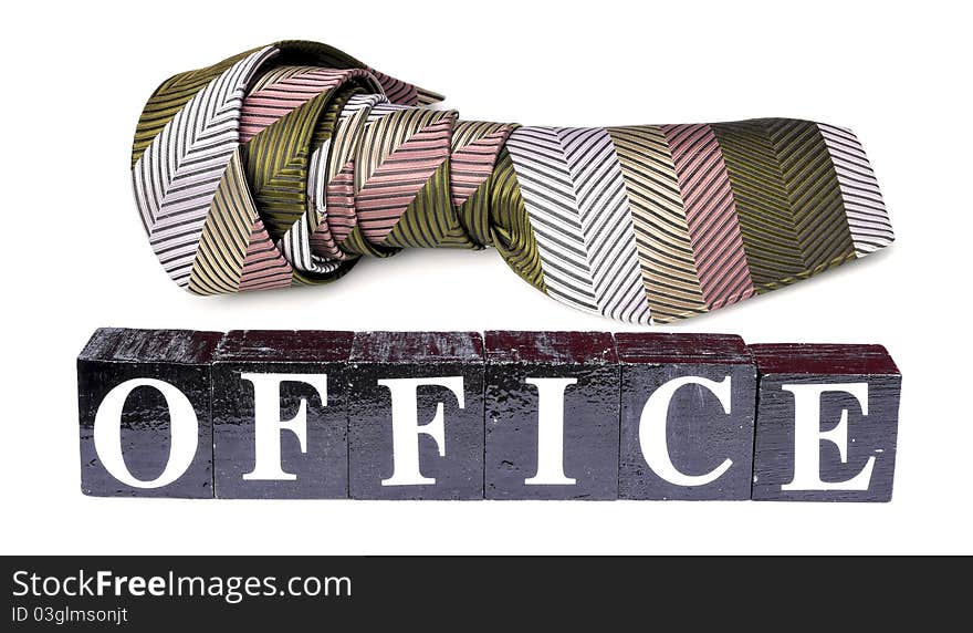 Office tie with word office isolated on white background. Office tie with word office isolated on white background.