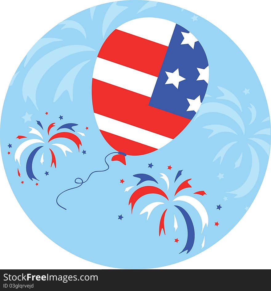 Independence day icon,firework and balloon