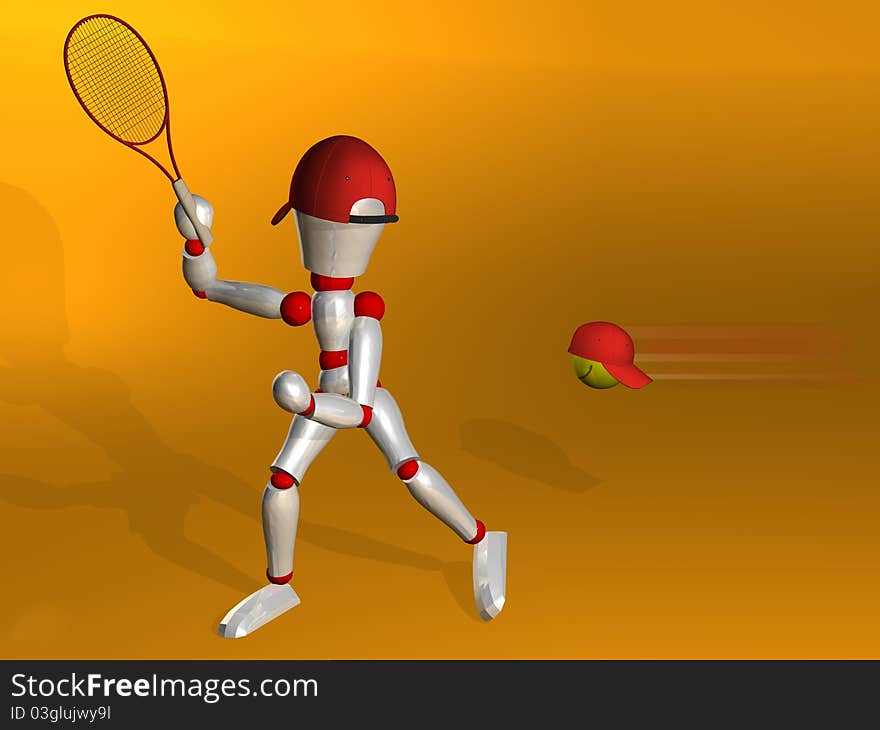 Character's illustration playing tennis. Character's illustration playing tennis