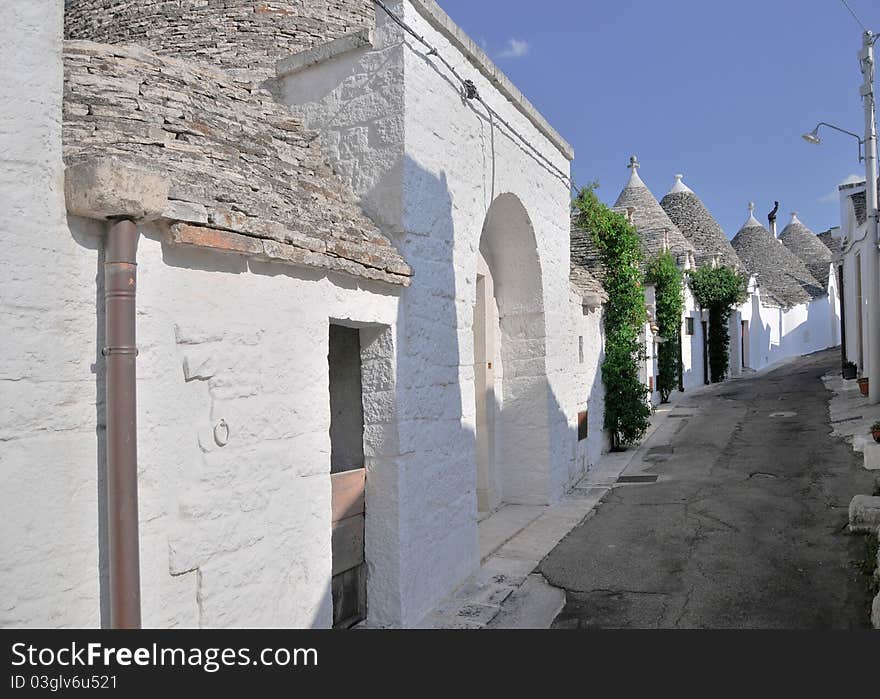 Southern Italy, city street of Alberabello. Southern Italy, city street of Alberabello