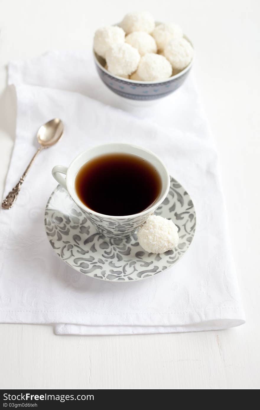 Cup Of Tea With Coconut Balls