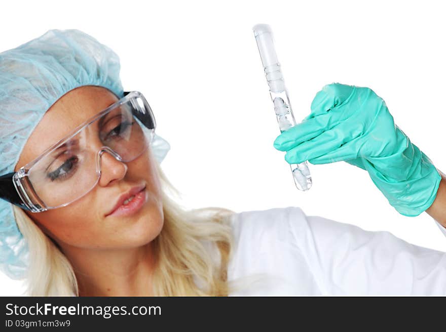 Woman  conducting a chemical experiment