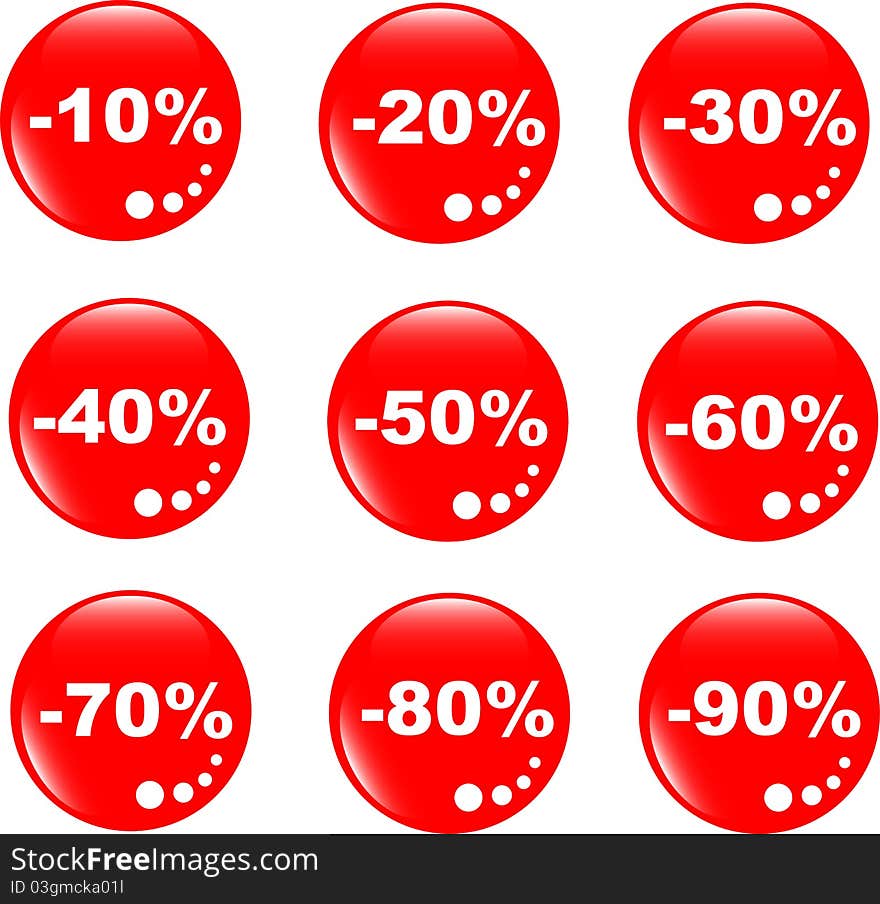 Discount label button set of different form web glass icon. Discount label button set of different form web glass icon