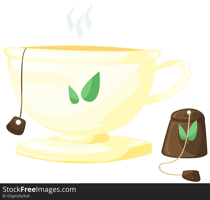 Illsutration of isolated a cup of tea on white background