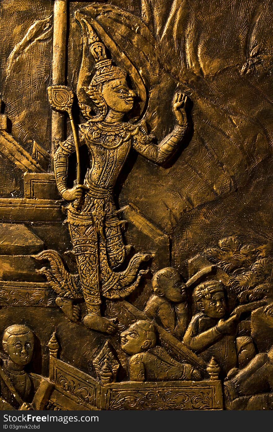 Detail of traditional Thai style wood carving