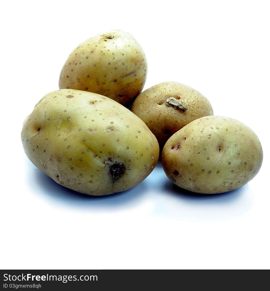 Seed potatoes on a white background