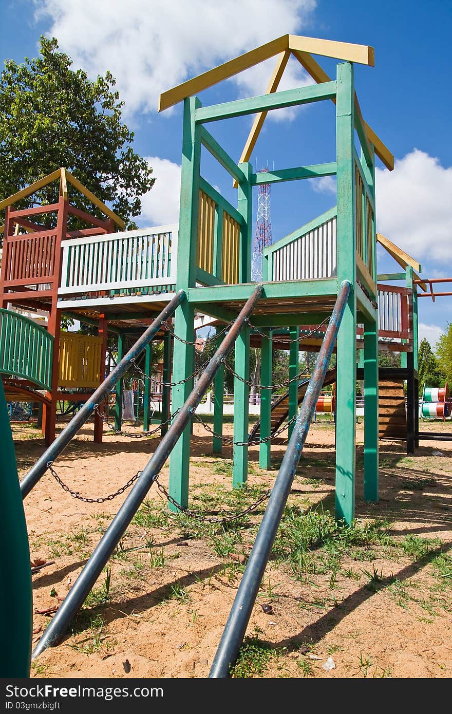 Colorful of Playground and blue sky