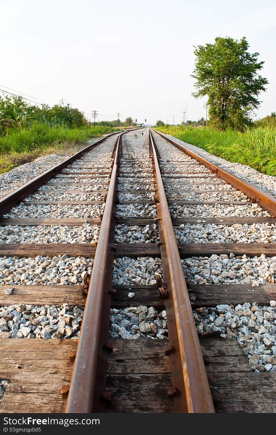 This railway is very long in Chonburi, Thailand. This railway is very long in Chonburi, Thailand.