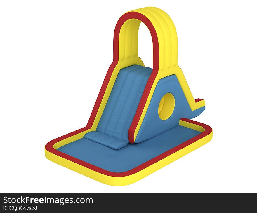 Rendered 3d isolated inflatable children`s slide on white background