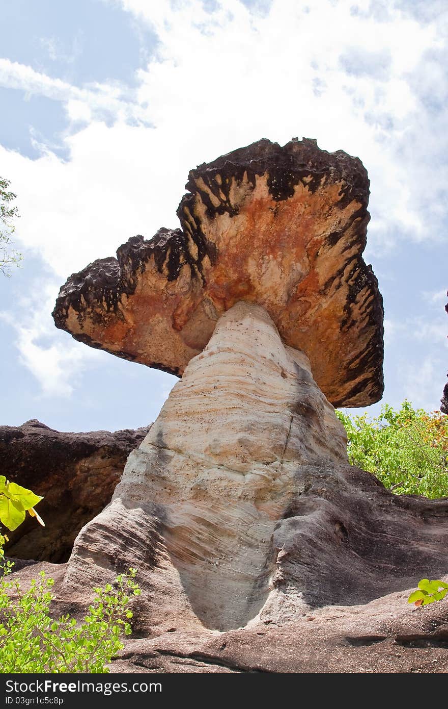 Mushroom stone and blue sky