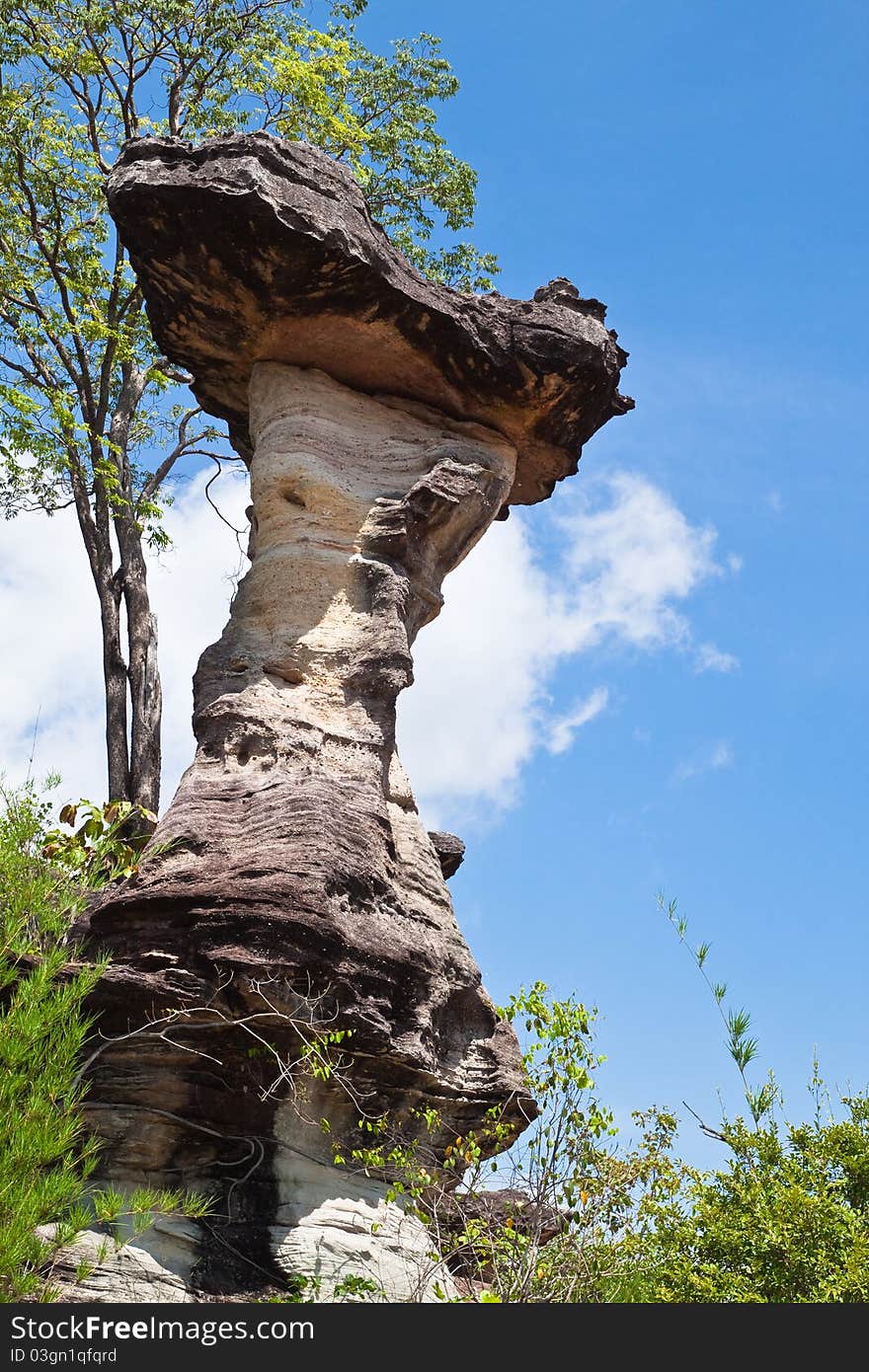 Mushroom stone and blue sky