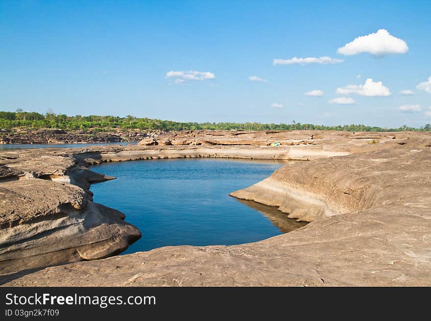 The Amazing of Rock,Natural of Rock Canyon in Khong River after the water come down in Summer,Three Thousand Hole,Ubonratchathanee Province,North East of Thailand