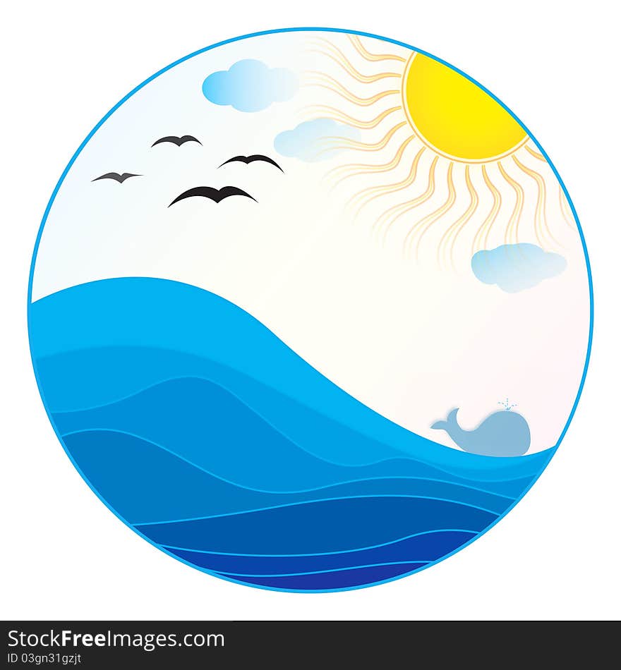 sea illustration - summer logo