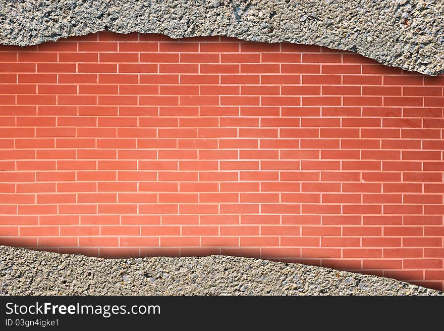 Rad brick wall and concrete wall. Rad brick wall and concrete wall