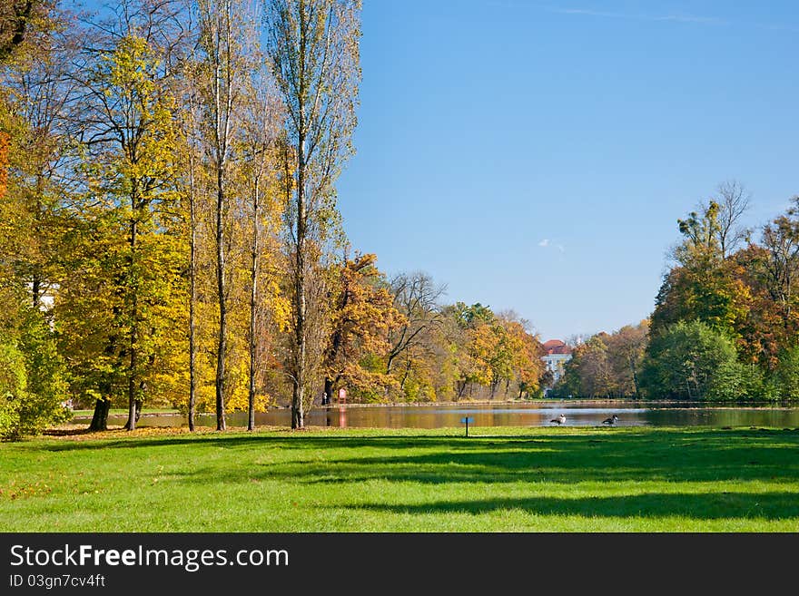 Pond in the famous Nymphenburg park in Munich. Pond in the famous Nymphenburg park in Munich