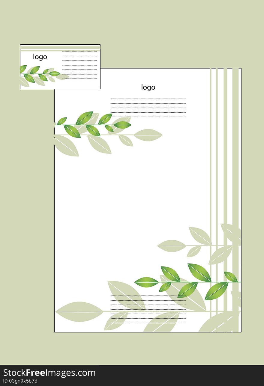 Discreet corporate identity with a plant elementamy