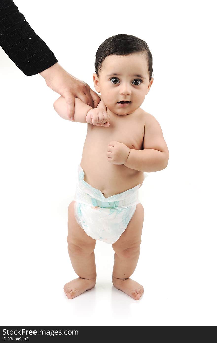 Cute Baby Isolated , Learning Walking