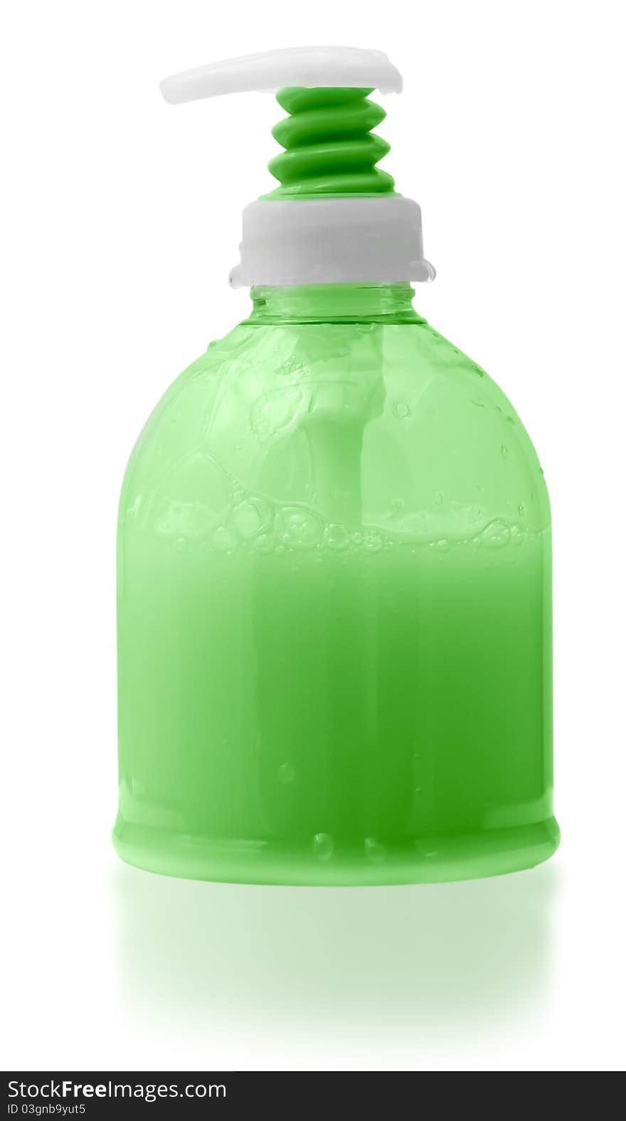 Dispenser bottle of liquid soap. Clipping path included.