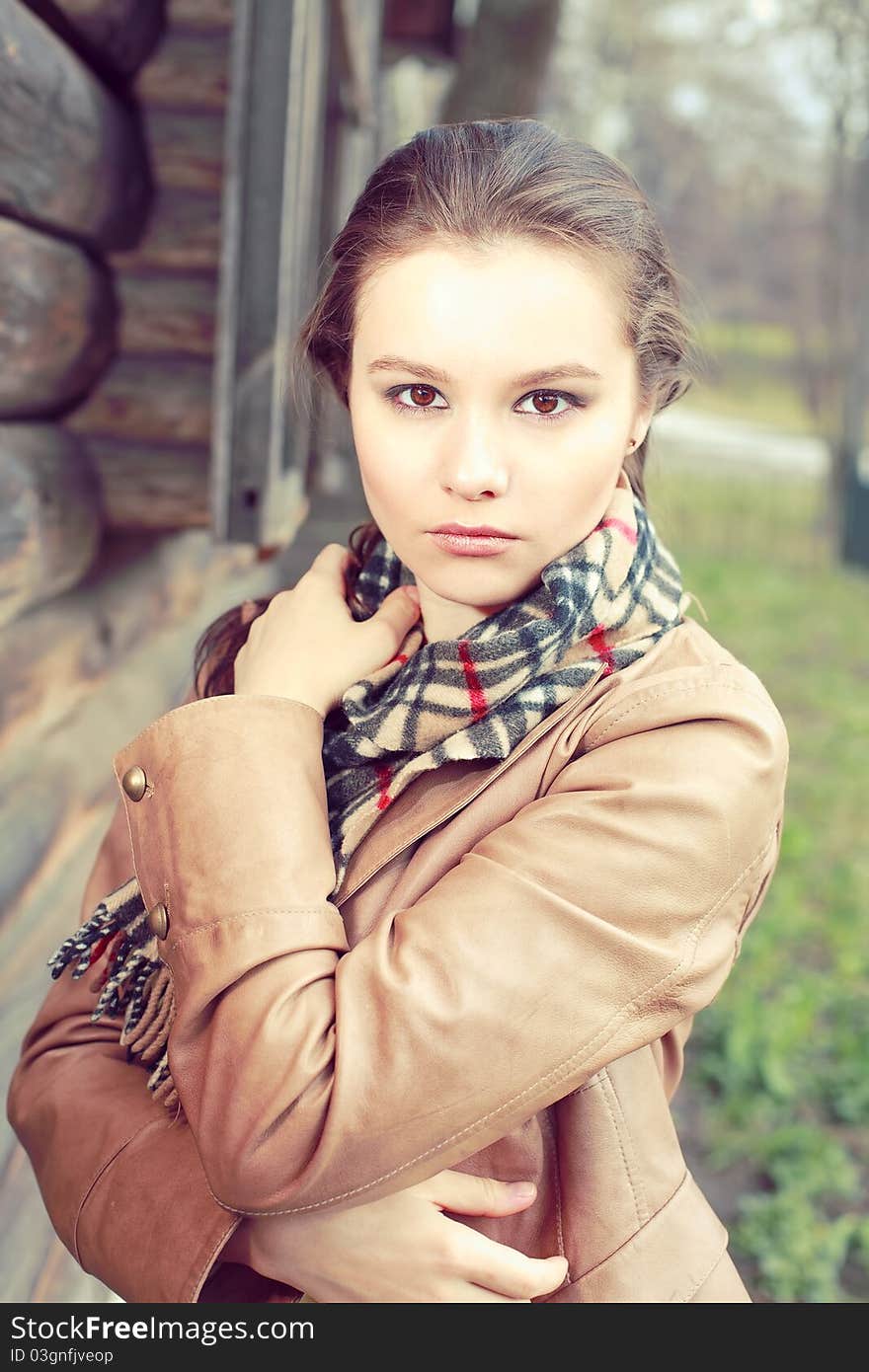 Attractive fashion woman wearing a scarf
