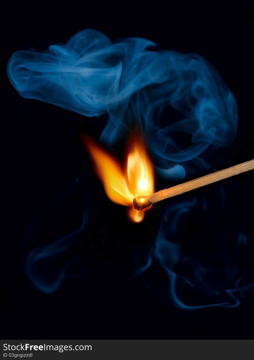 Match flame and smoke