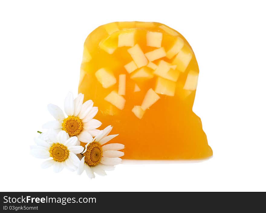 Yellow soap with camomiles