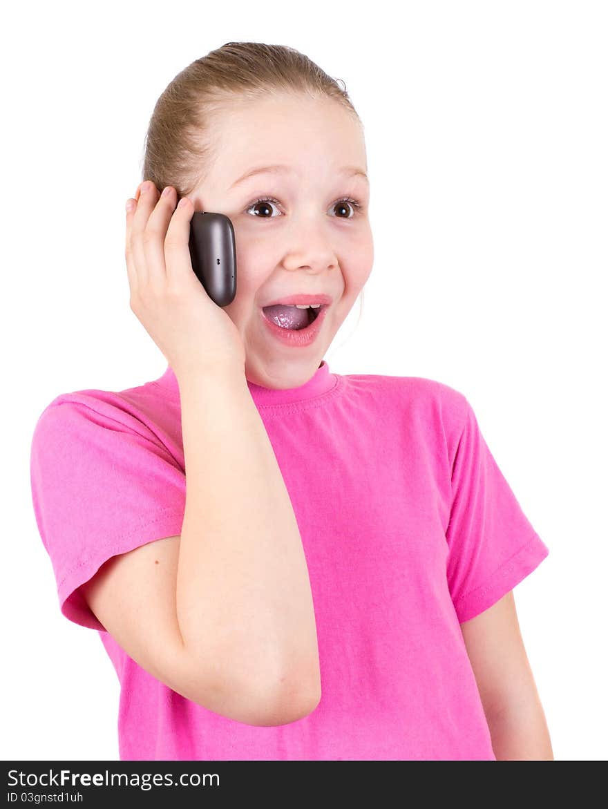 The Girl With Astonishment Speaks On The Phone