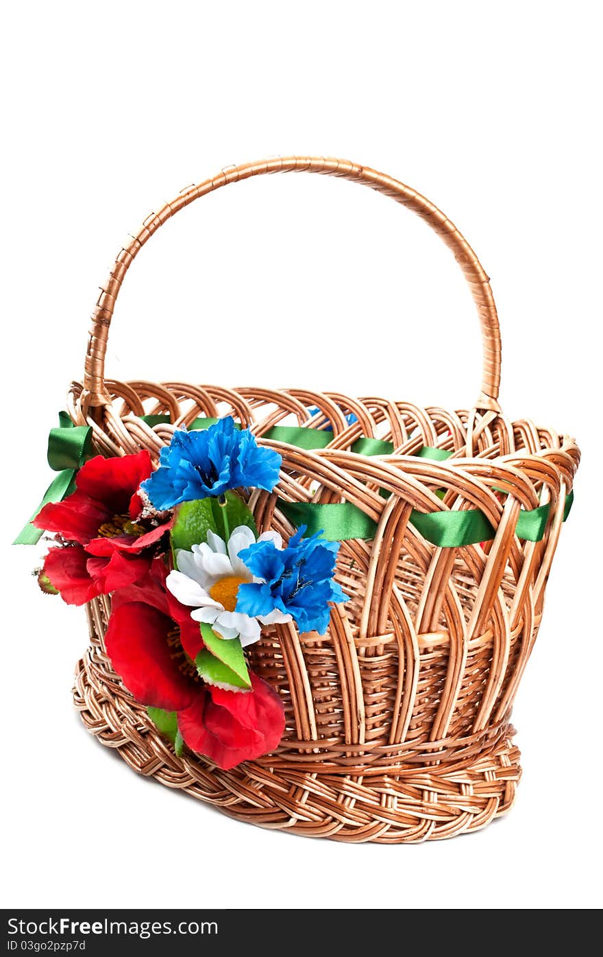 Wicker basket isolated on a white background