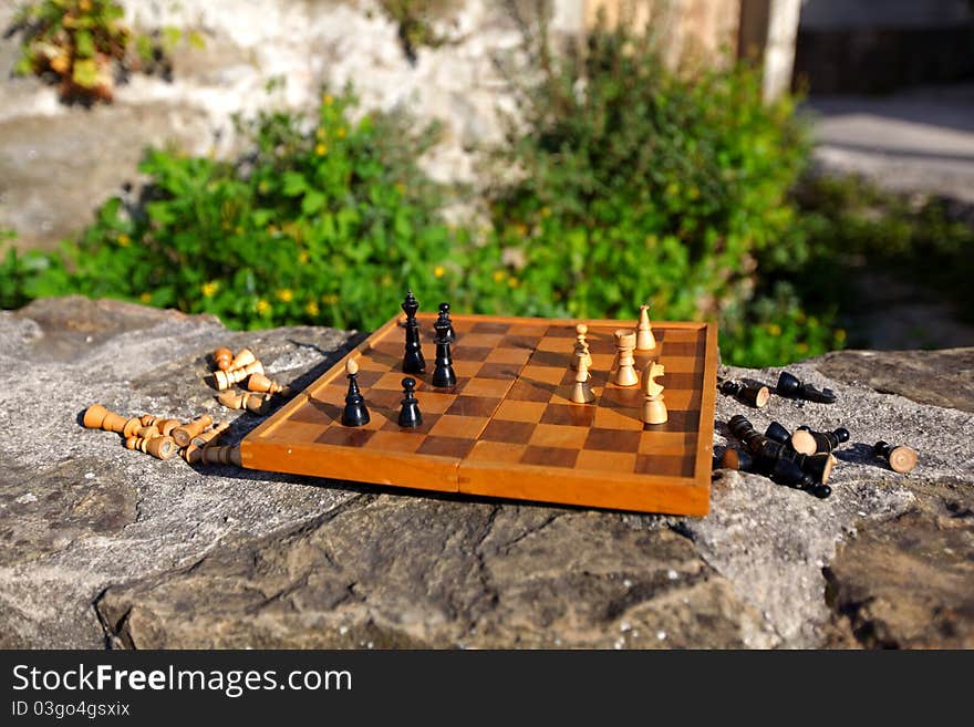 Chess board game at the old market square