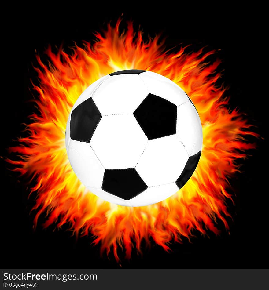 Foot ball on a fire background