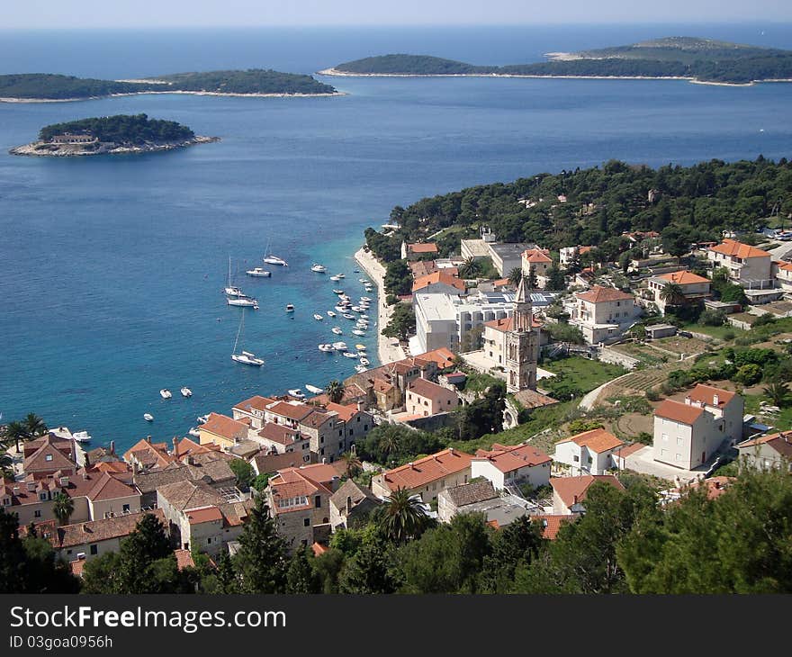 Panorama of Hvar old town in Croatia