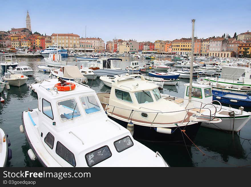 Boats in Rovinj marina, Istria, Croatia