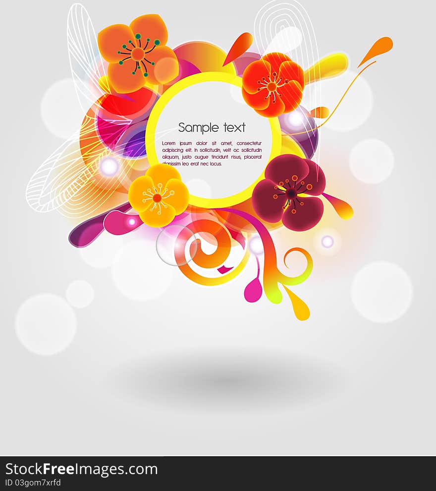 Bright vector shape with flowers. Bright vector shape with flowers