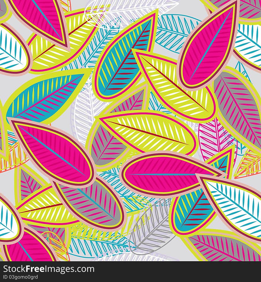 Abstract light background with multicolor leafs