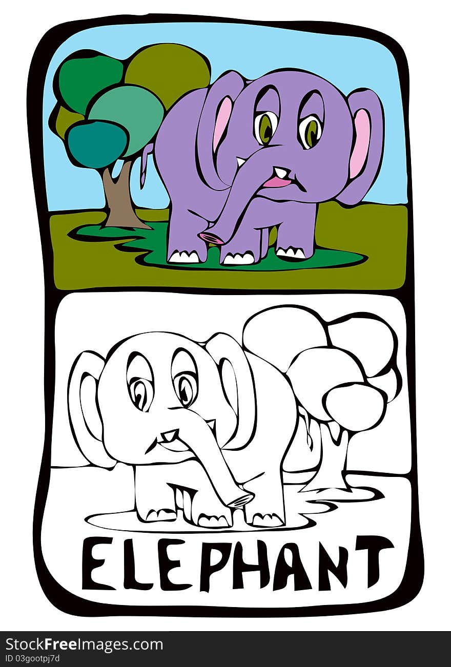 coloring book page: elephant