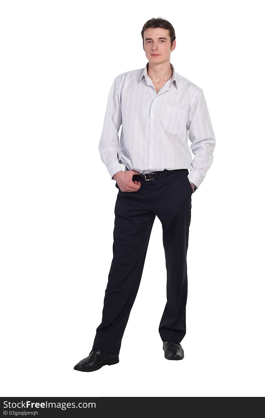 Man standing in shirt and pants isolated